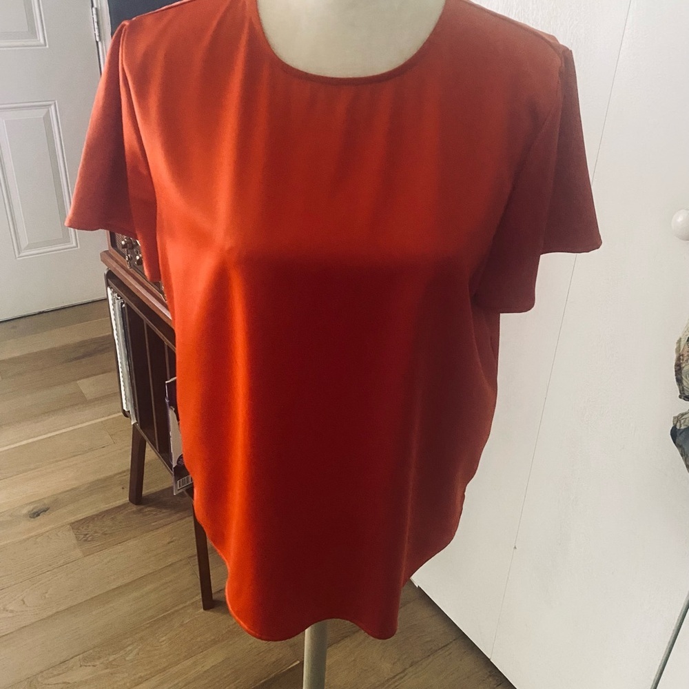 Vintage Banana Republic Relaxed Short Sleeve Orange Satiny Blouse